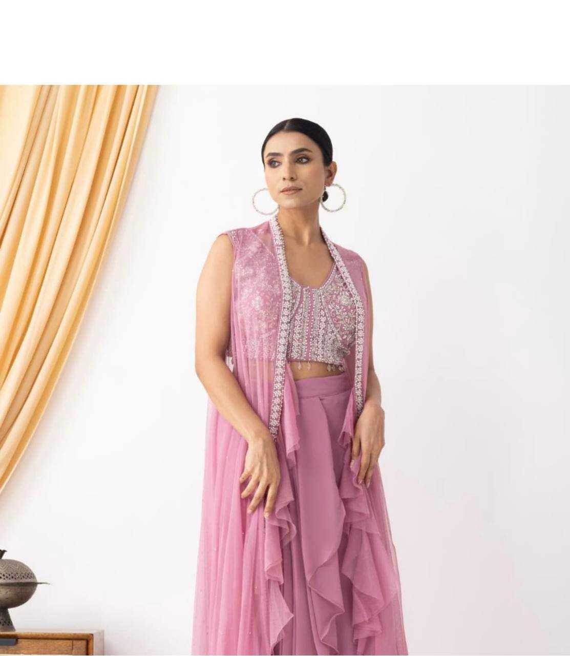 Georgette Indo-Western Bell Sleeve Kurti - MYLUXURY LANE ENTERPRISE